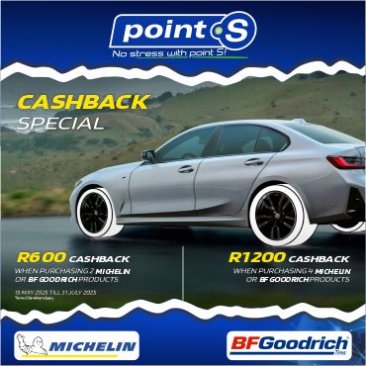 Michelin and BF Goodrich Cashback special with Point S